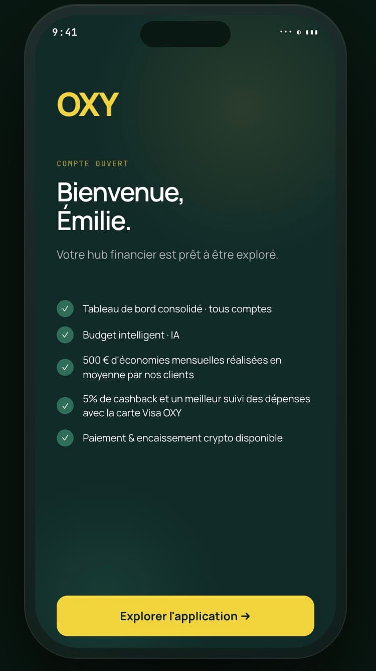 Écran d'accueil OXYPAY